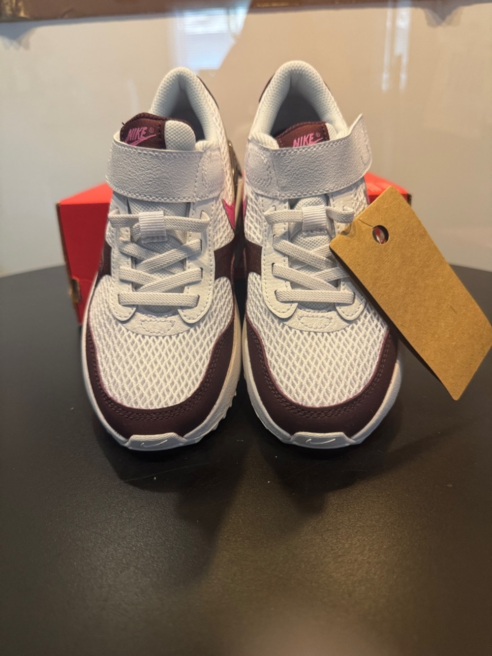Nike Air Max Kids White and Burgundy and pink Athletic Sneakers size 1y